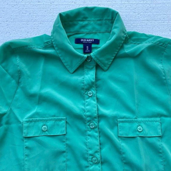 Old Navy Women Top Shirt Long Sleeve Collared Shirt Green Size XS - Picture 3 of 10